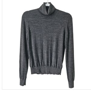Arket 100% Wool Roll Neck Turtleneck Dark Gray Quiet Luxury Minimal Layering XS